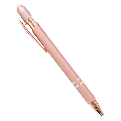 PASISIBICK 8 Pack Rose Gold Ballpoint Pen 2-in-1 Stylus Retractable Metal Stylus Pen for Touch Screens with Stylus tip, 1.0 mm Black Ink（8 PCS Rose Gold） - color: 8 Pieces Rose Gold Ballpoint Pens