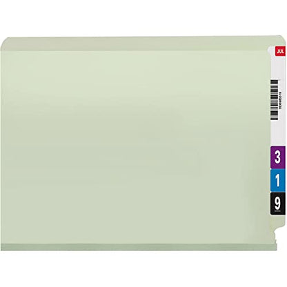 Smead End Tab Pressboard Fastener File Folder with SafeSHIELD, 2 Fasteners, 2" Expansion, Letter Size, Gray, Green, 25 Count, 34715 - size: 2" Expansion