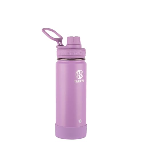 Takeya Actives Insulated Stainless Steel Water Bottle with Spout Lid, 18 oz, Lilac - color: Lilac, size: 18 Ounces
