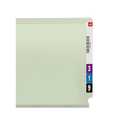 Smead End Tab Pressboard Fastener File Folder with SafeSHIELD Fasteners, 2 Fasteners, 3" Expansion, Letter Size, Gray/Green, 25 per Box (34725) - size: 3" Expansion