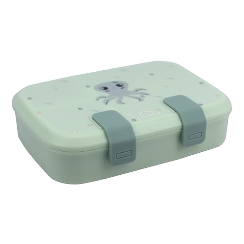 Kids Bento Explorer Lunch Box, 3 No-Mix Compartments, Microwave & Dishwasher Safe, Lightweight with Removable Tray, for Daycare, Preschool, School (Green Light Mint ClevaInk Friend) - color: Green Light Mint ClevaInk Friend