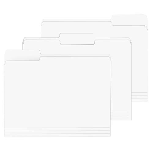 File Folder, PANDRI 120 Pack File Folder, 1/3 Cut Tab, Letter Size, Filing Folder for Office School Business, White - color: White