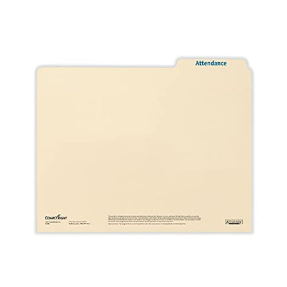 ComplyRight Attendance Folders, Landscape, Pack of 25 | 9-1/2" x 11-3/4", Document Filing Folder for Businesses, HR Employee Management Documentation Office Supplies - style: Attendance