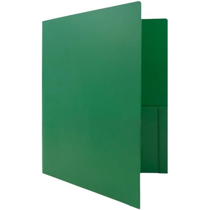 JAM PAPER Heavy Duty Plastic 2 Pocket Extra Tough School Folders - Green - 3/Pack - color: Green, size: 3 Per Pack