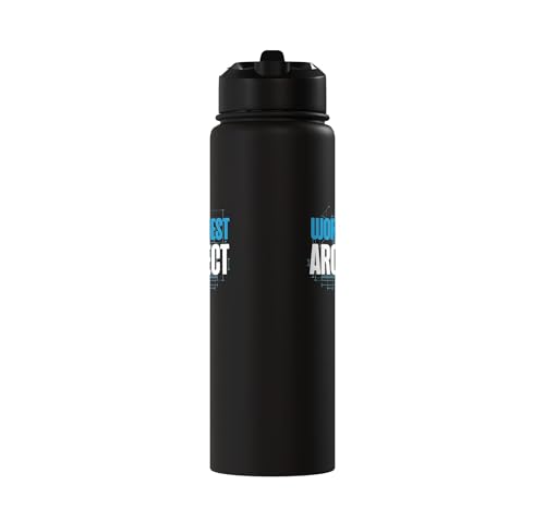 Architect Student Architecture World's Best Architect Stainless Steel Insulated Water Bottle - color: Black