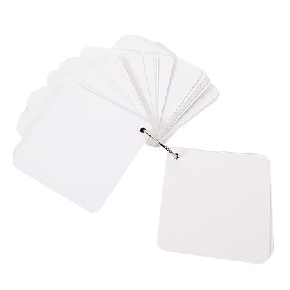 VILLCASE Diy Blank Index Cards Single Hole Punched Study Flash Cards for School Note Pad Binder Rings - size: 7.80X7.80X0.01CM