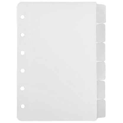 1 Pack A7 Pocket Dividers for 6 Ring Binder with 6 Tabs, Clear Side Open Organizer Sleeves for Cash, Cards, Photos - size: A7