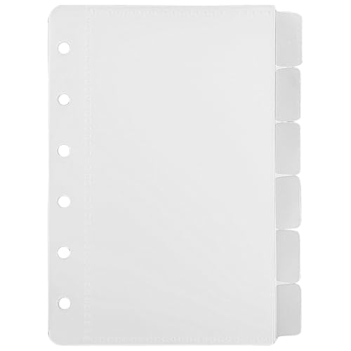 1 Pack A7 Pocket Dividers for 6 Ring Binder with 6 Tabs, Clear Side Open Organizer Sleeves for Cash, Cards, Photos - size: A7
