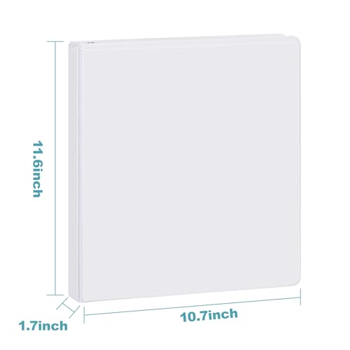 3 Ring Binder 1 Inch, ViVin Sturdy 1"-Slant D Ring Binder with 2 Interior Pockets, Clear View Cover, PVC-Free, Fits 225 Sheets of US Letter Size Paper (12 Pack, White) - color: White, size: 1 Inch, style: 12 Pack