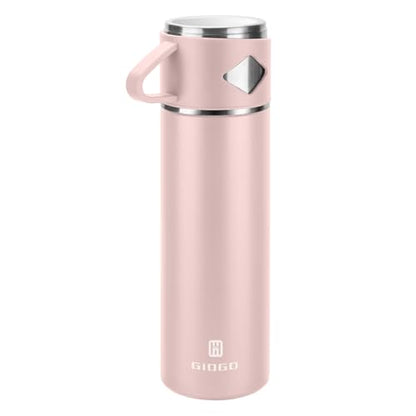 Stainless Steel Thermo 700ml/23.7oz Vacuum Insulated Bottle with Cup for Coffee Hot drink and Cold drink water flask.(Pink,Single) - color: Pink (Single), size: 23.7 Ounces