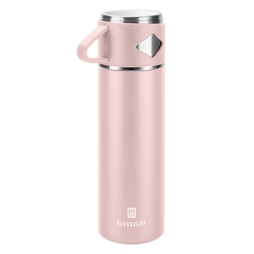 Stainless Steel Thermo 700ml/23.7oz Vacuum Insulated Bottle with Cup for Coffee Hot drink and Cold drink water flask.(Pink,Single) - color: Pink (Single), size: 23.7 Ounces