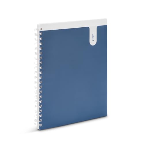 Poppin Spiral Notebook, 1-Subject College Ruled Notebook, Translucent Front Cover Pocket for Added Storage, 80 Sheets, Easy Tear Pages (Slate Blue, 1-Subject) - color: Slate, size: 1-Subject