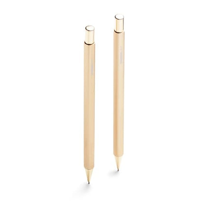Poppin Mechanical Pencils - Luxury Gold Finish Mechanical Pencils 0.7mm, Hidden Eraser, Includes Eraser and Lead, Set of 2