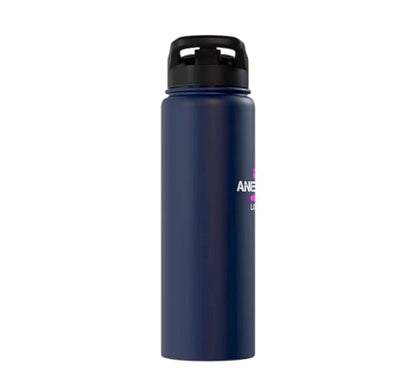 nurse anesthetist loading - future crna nursing student Stainless Steel Insulated Water Bottle - color: Navy Blue