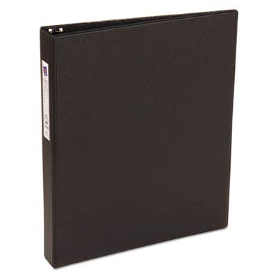 Avery Standard 3 Ring Binder, Label Holder, 1" Round Rings, 175-Sheet Capacity, 1.4 Inch Wide Spine, 1 Black Binder, Ideal for Lightweight Organization and Occasional Referencing (04301) - style: 1 Pack