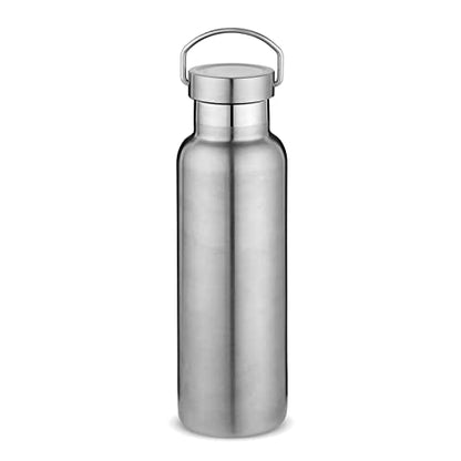 Neihepal Silver Stainless Steel Water Bottles,20 Ounce Vacuum Insulated Double Wall Travel Bottle with Leak Proof Lid of Handle,Metal Reusable Standard Mouth Flask Thermoses for School,Hikers,Gift - color: Silver
