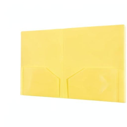 JAM PAPER Heavy Duty Plastic 2 Pocket Extra Tough School Folders - Yellow - 6/Pack - color: Yellow, size: 6 Per Pack