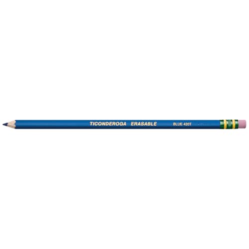 Ticonderoga Erasable Checking Wood-Cased Pencils, Pre-Sharpened, Blue, 12 Count - style: 12 Count, Blue