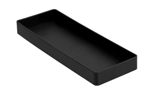 Amazon Basics Rectangular Plastic Desk Organizer, Half Accessory Tray for Office Supplies and Workspace Organization, 9.4" x 3.3" x 1", Black - color: Black, size: 9.4" x 3.3" x 1"