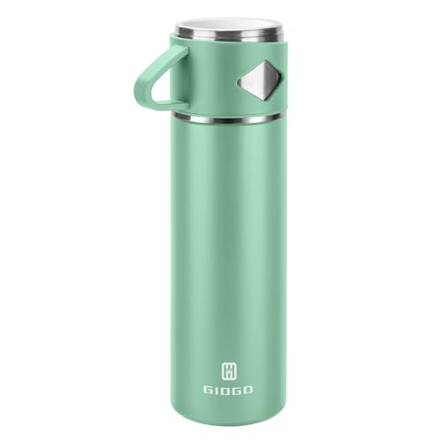 Stainless Steel Thermo 700ml/23.7oz Vacuum Insulated Bottle with Cup for Coffee Hot drink and Cold drink water flask.(Green,Single) - color: Green (Single), size: 23.7 Ounces