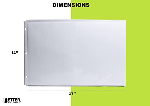 GOLD SEAL 100 Pack 11x17 Inch Heavyweight Diamond Clear Sheet Protectors, Side Loading, Ledger Sheet Protectors,3-Hole Punched