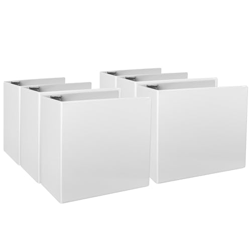 CIXILDTS 5-Inch 3 Ring Binder, Standard 5" Slant-D Ring Binder Fit Letter Size Paper, Presentation View Binders, White, 6-Pack - color: White, size: 5", style: 6-Pack