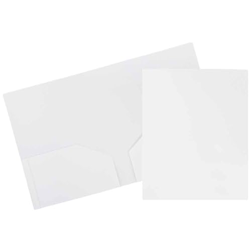 JAM PAPER Heavy Duty Plastic 2 Pocket Extra Tough School Folders - White - 3/Pack - color: White, size: 3 Per Pack