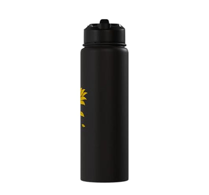 Occupational Therapy Sunflower OTA Occupational Therapist Stainless Steel Insulated Water Bottle - color: Black