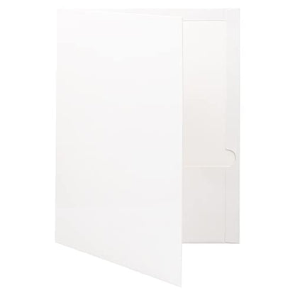 JAM PAPER Laminated Two Pocket Glossy School Folders - Letter Size - High Gloss White - 6/Pack - color: White, size: Pack of 6 Folders