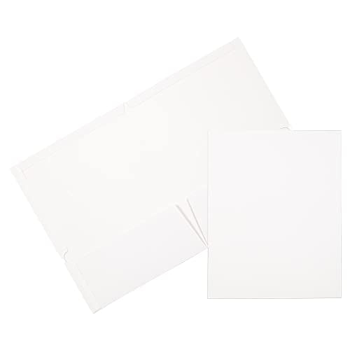 JAM PAPER Laminated Two Pocket Glossy School Folders - Letter Size - High Gloss White - 6/Pack - color: White, size: Pack of 6 Folders