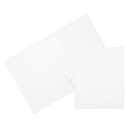 JAM PAPER Laminated Two Pocket Glossy School Folders - Letter Size - High Gloss White - 6/Pack - color: White, size: Pack of 6 Folders