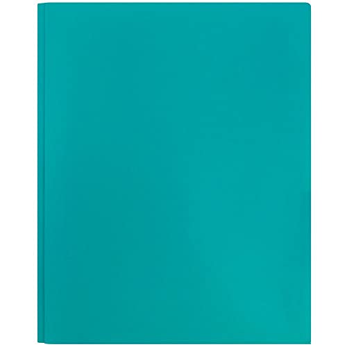 JAM PAPER Plastic Color POP Folders - 2 Pocket Durable Folders with Metal Prongs Fastener Clasps - Teal Blue - 6/Pack - color: Teal, size: 6 Per Pack