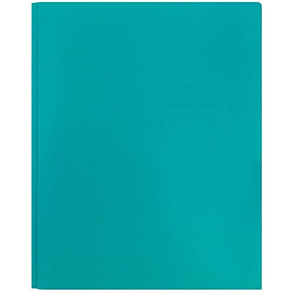 JAM PAPER Plastic Color POP Folders - 2 Pocket Durable Folders with Metal Prongs Fastener Clasps - Teal Blue - 6/Pack - color: Teal, size: 6 Per Pack