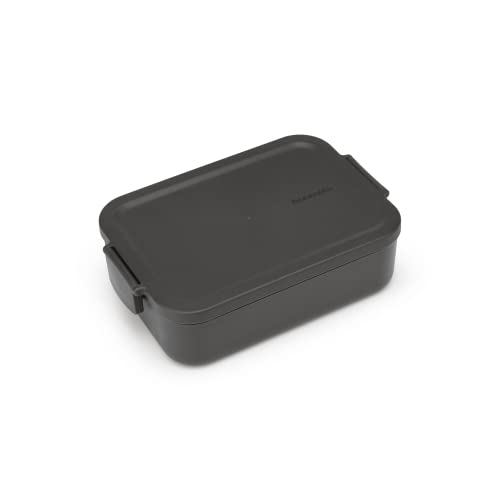Brabantia Make & Take Medium Lunch Box (Dark Gray) BPA-Free, Airtight Snap Locks, Microwave & Freezer Safe, Travel Meal Prep Container, 37oz - color: Dark Gray, style: Medium Lunch Box