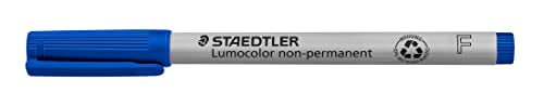 Staedtler Lumograph Non-Permanent Wet Erase Marker Pens, Fine Tip Refillable Colored Marker, Blue, 315-3 - color: Blue, size: 1 Count (Pack of 10), style: Fine Tip