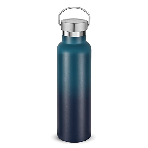 Neihepal Gradient Stainless Steel Water Bottles,20 Ounce Vacuum Insulated Double Wall Travel Bottle with Leak Proof Lid of Handle,Metal Reusable Standard Mouth Flask Thermoses for School,Hikers,Gift - color: Dark Night