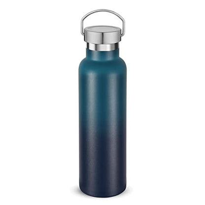 Neihepal Gradient Stainless Steel Water Bottles,20 Ounce Vacuum Insulated Double Wall Travel Bottle with Leak Proof Lid of Handle,Metal Reusable Standard Mouth Flask Thermoses for School,Hikers,Gift - color: Dark Night