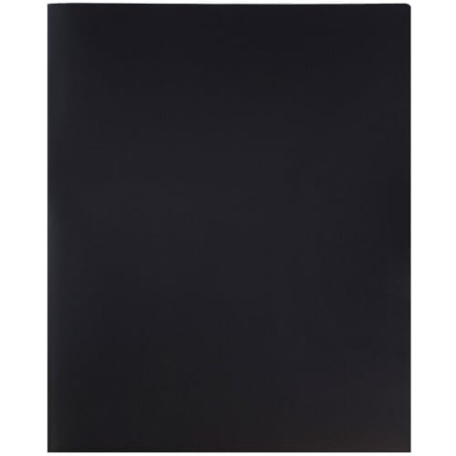 JAM PAPER Plastic 2 Pocket POP Folders - Durable School Folders - Black - 12/Pack - color: Black, size: 12 Per Pack