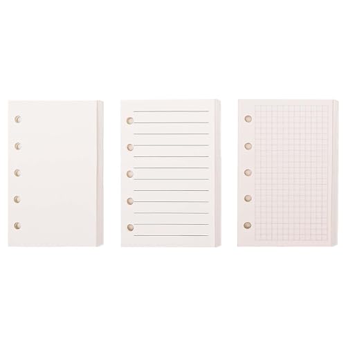3 Pack A8 Refill Paper Loose Leaf Paper 120 Sheets Refillable Planner Binder Paper M5-5 Hole Mini Binder Paper 2.64''x4.09'' Filler Paper Blank&Grid&Lined - color: Blank&Grid&Lined