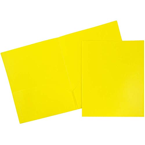 JAM PAPER Plastic 2 Pocket POP Folders - Durable School Folders - Yellow - 6/Pack - color: Yellow, size: 6 Per Pack