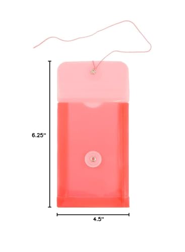 JAM PAPER Plastic Envelopes with Button & String Tie Closure - 4 1/4 x 6 1/4 - Red - 12/Pack - color: Red, size: 4 x 6