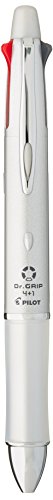 Pilot Mult Function Pen Dr. Grip 4+1, 0.7mm Acro Ink Ballpoint Pen, 0.5mm Mechanical Pencil, Silver (BKHDF1SF-SP) - color: Silver