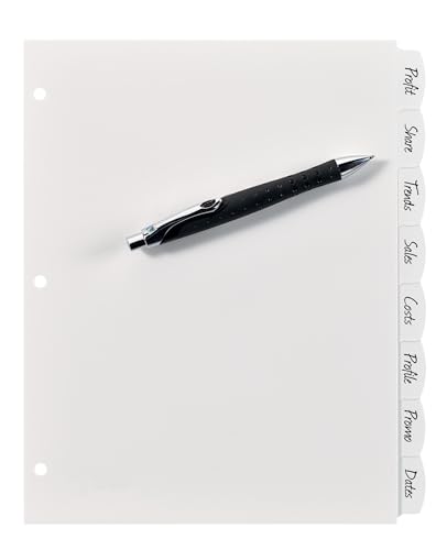Avery Big Tab Write & Erase Durable Plastic Dividers for 3 Ring Binders, 8-Tab Set, White, 1 Set (16371)