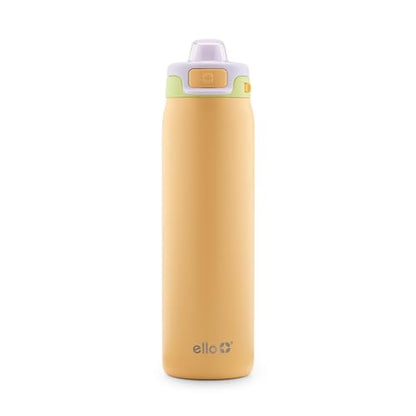 Ello Pop & Fill Insulated Stainless Steel Water Bottle with Quick Fill Lid, Leakproof Locking, Sip or Chug Spout, BPA-Free, Double Wall Vacuum Insulated for Sports, Travel & School- 22oz / 32oz / 40oz - color: Sunset Meadow, style: 22oz