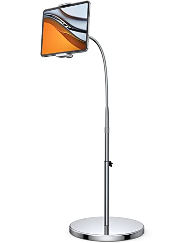 Lamicall Tablet Floor Stand Gooseneck - Swivel Tablet Holder Mount with Adjustable Height & 10.6lb Stable Base, for 4.7-13" iPad mini Air Pro 12.9/9.7, Tab, Kindle, iPhone Air 17 Pro Max, Phones | 63" Adjustable Height, 10.6lb Ultra Stable Base,Flexible A