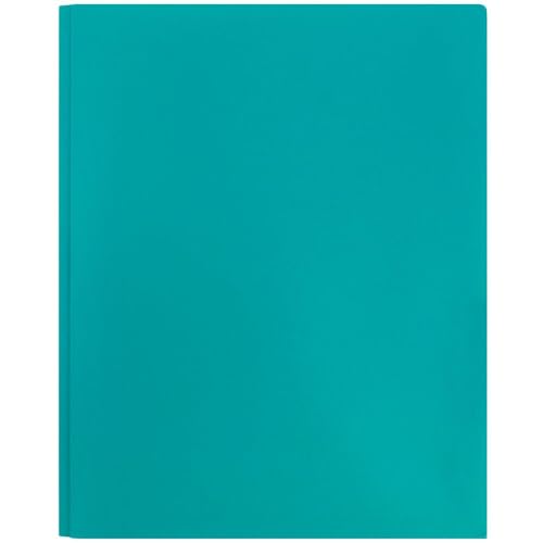 JAM PAPER Plastic 2 Pocket POP Folders - Durable School Folders with Metal Prongs Fastener Clasps - Teal Blue - 12/Pack - color: Teal, size: 12 Per Pack
