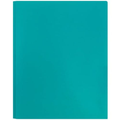 JAM PAPER Plastic Color Pop Folders - 2 Pocket Durable Folders with Metal Prongs Fastener Clasps - Teal Blue - 3/Pack - color: Teal, size: 3 Per Pack