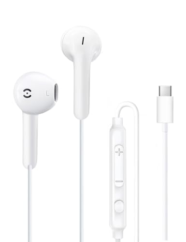 MAS CARNEY USB C Wired Headphones for iPhone 17e 16 15 Pro Max USBC Earbuds Ear Buds Wired Type C Headphones for iPhone 17 16e 16 Plus 16Pro 15 Pro Max 15Plus 17e Earbud Earphones with Mic for Samsung - color: White, style: USB C Earphone