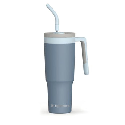 40 Oz Insulated Water Bottle with Straw & Handle, Blue | Leak-Proof, Keeps Cold 18H / Hot 12H, Removable Straw Cap for Easy Cleaning, Built-In Fruit Infuser for Tea & Fruit Drinks - color: Blue