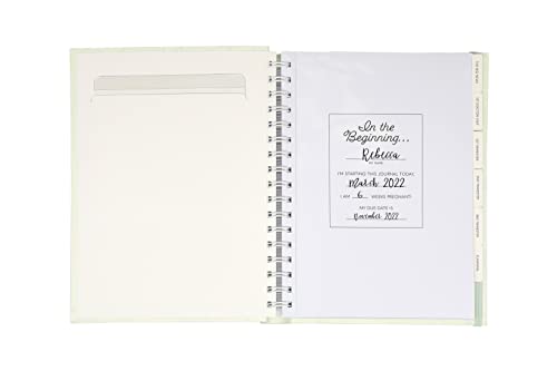 Pearhead My Pregnancy Journal, Guided Pregnancy Memory Book with Sonogram Photo Insert, Trimester Milestone Tracker & Keepsake for Expecting Moms, Baby Shower Gift, Sage Green Leaf - color: Sage Green Leaf Pregnancy Journal